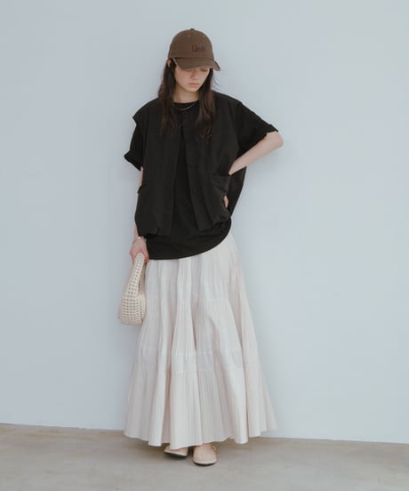 taffeta pleated skirt/2color
