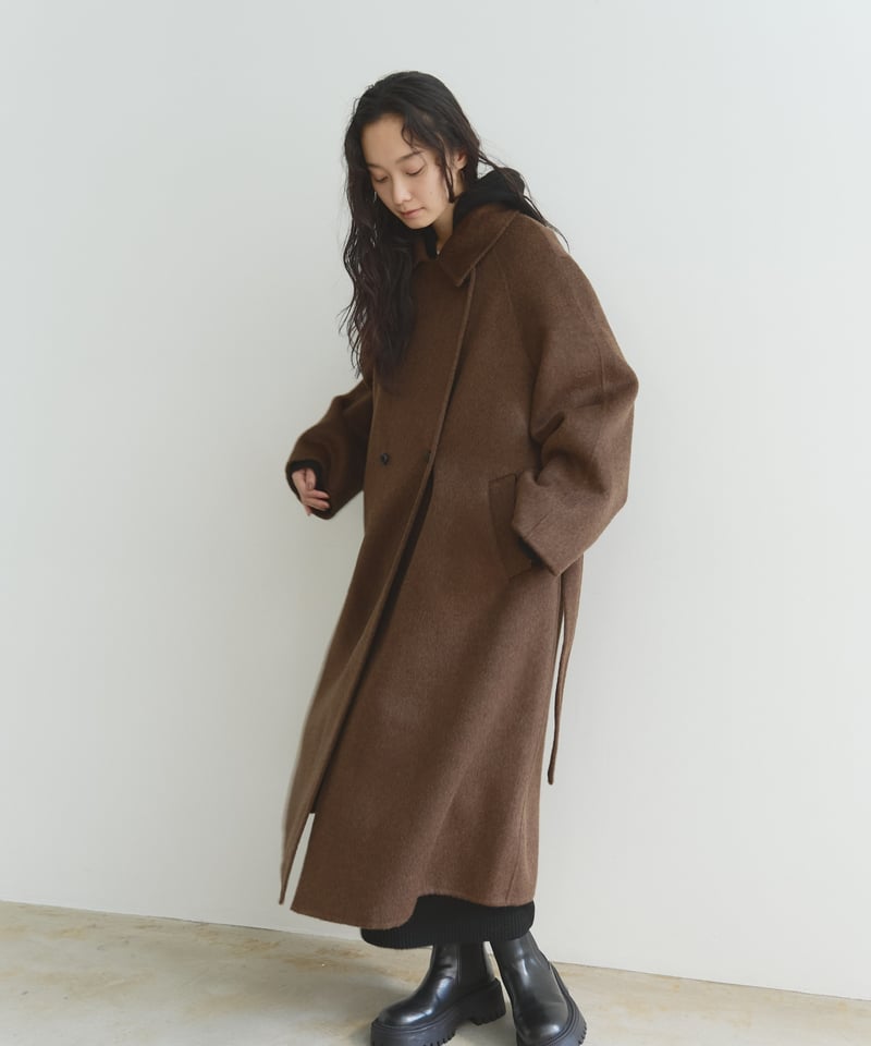 FASHIRU ウールダブルフェイスミドルコート double face wool stand collar coat/2color | F A