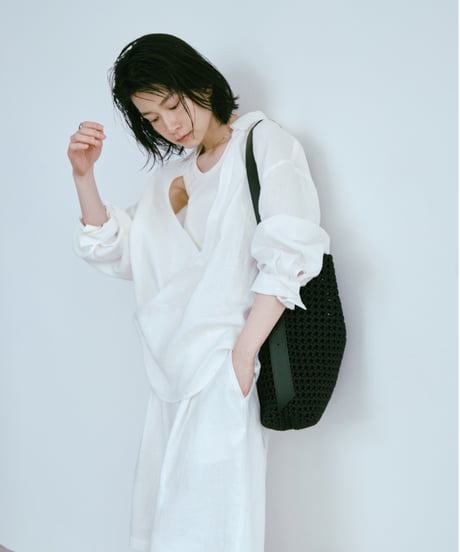 【setup対応】relaxed open linen shirt / linen tuck shorts /2color