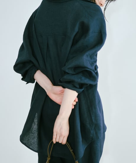 【setup対応】relaxed open linen shirt / linen tuck shorts /2color