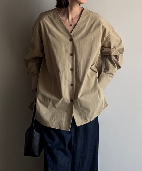cotton v neck blouse/3color