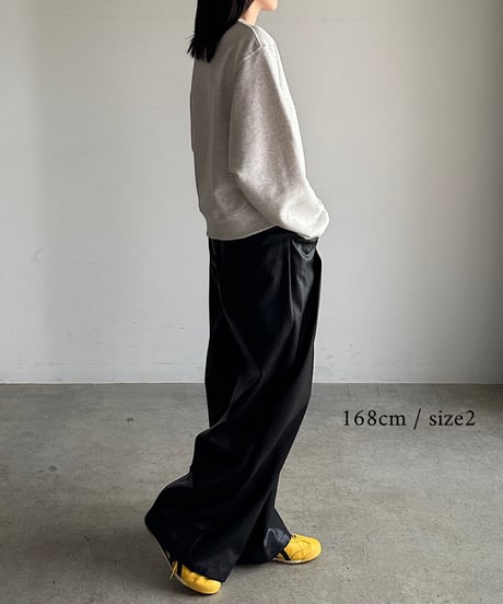 eco leather tuck wide pants