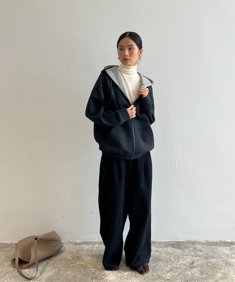 【FINE】contrast hood zip parka