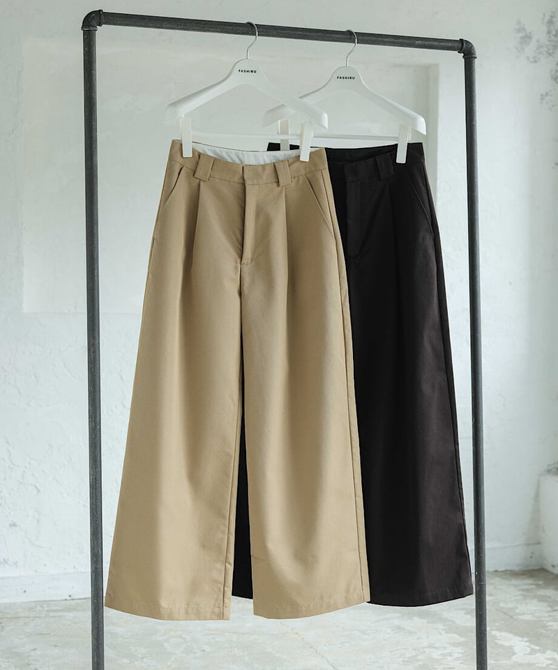 tuck wide chino pants/2color/2size | F A S H I R U tuck wide chino pants/2color/2size | F A S H I R U