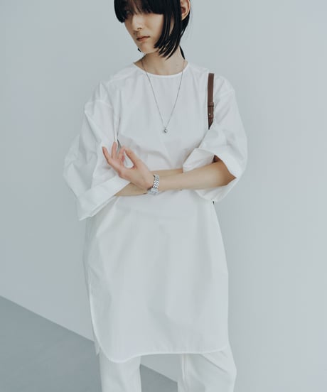 【FINE】back button tunic shirt