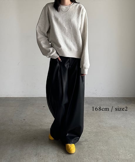 eco leather tuck wide pants
