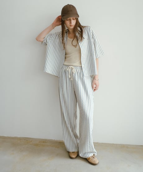 【setup対応】soft stripe short sleeve shirt / soft stripe easy pants /2color