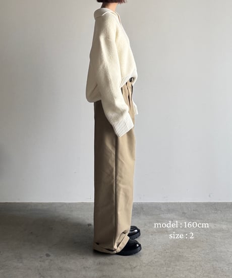 tuck wide chino pants/2color/2size