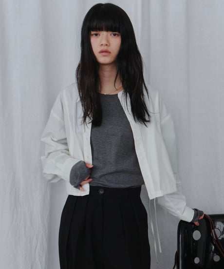 drawstring hem loose shirt / 2color