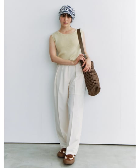 slim curve double pleat slacks / 3color / 2size