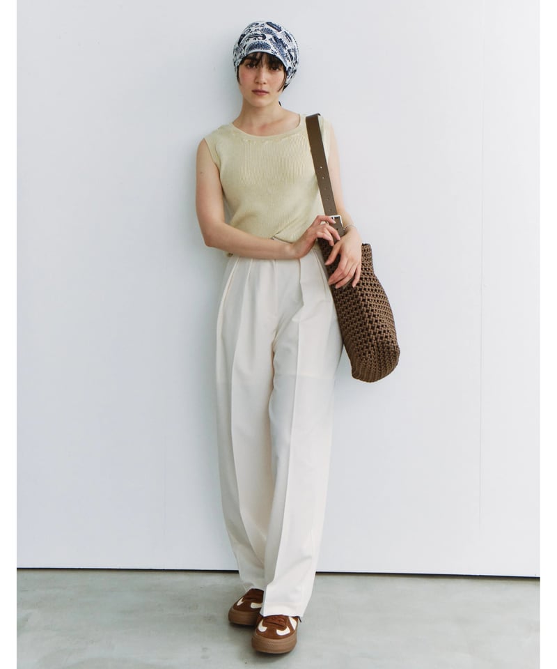 slim curve double pleat slacks / 3color / 2size