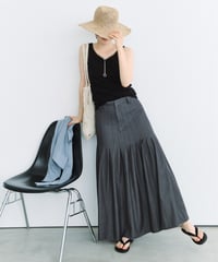 distressed detail pleated skirt / 2color / 2size