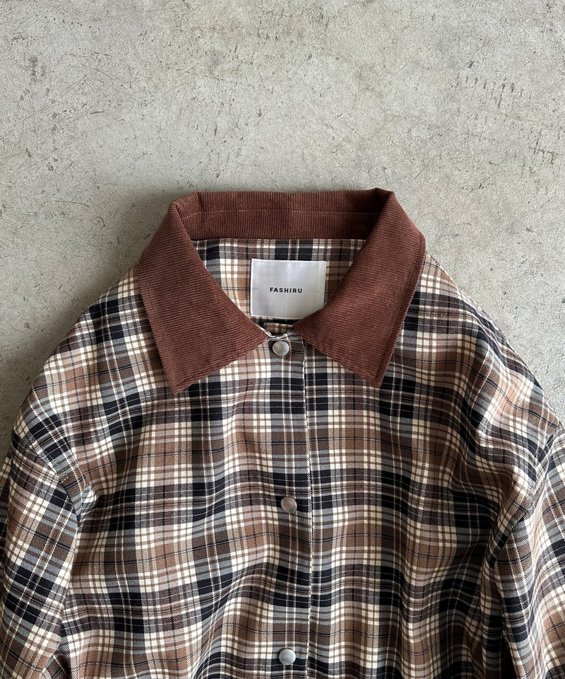 ちぇけ様　【タグ付/新品未使用】FASHIRU ステンカラーコート 今期デザイン check soutien collar coat | F A S H I R U