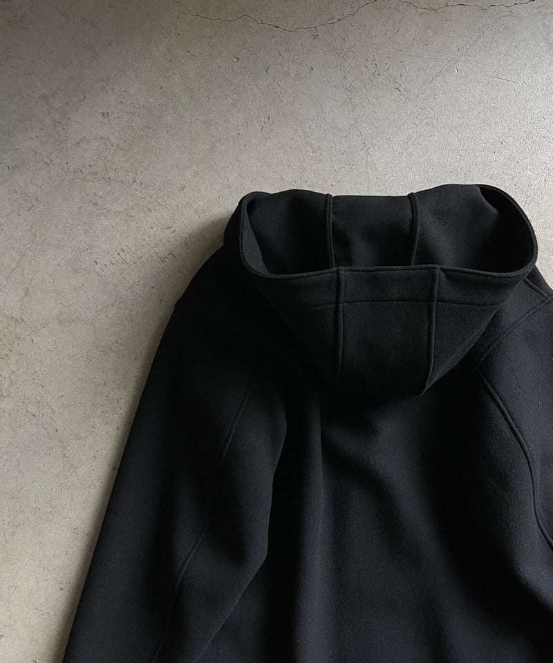 wool melton hoodie long coat/2color | F A S H I