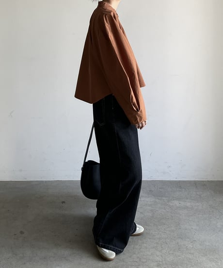 collarless volume sleeve blouse/2color