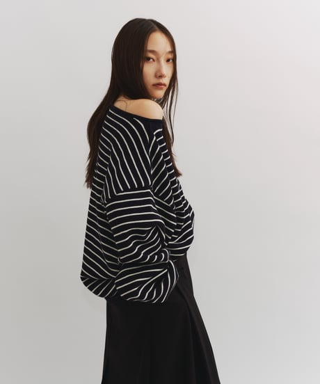 【FINE】border knit pullover