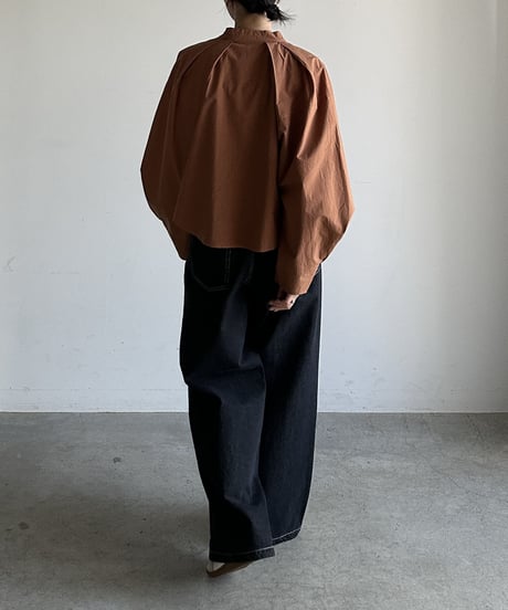 collarless volume sleeve blouse/2color