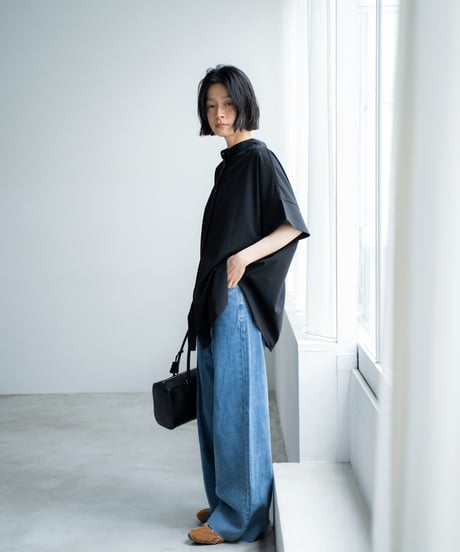 cut off wide denim pants/2size