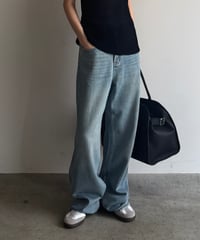 straight denim pants/2color