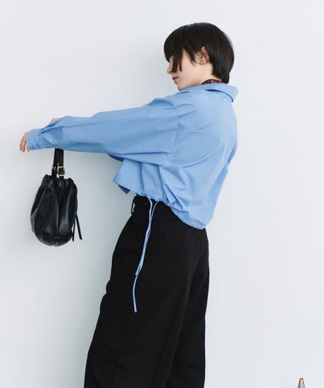 drawstring hem loose shirt / 2color