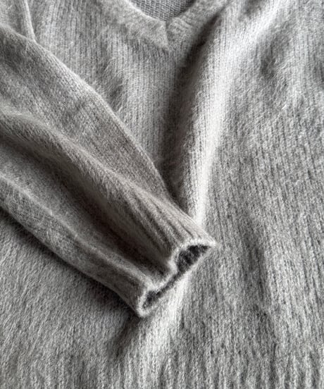 V neck mohair blend mixed color knit/4color