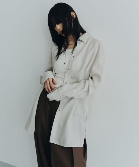【FINE】wrap side soft linen shirt/2color