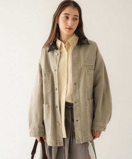 vintage collar denim jacket/2color