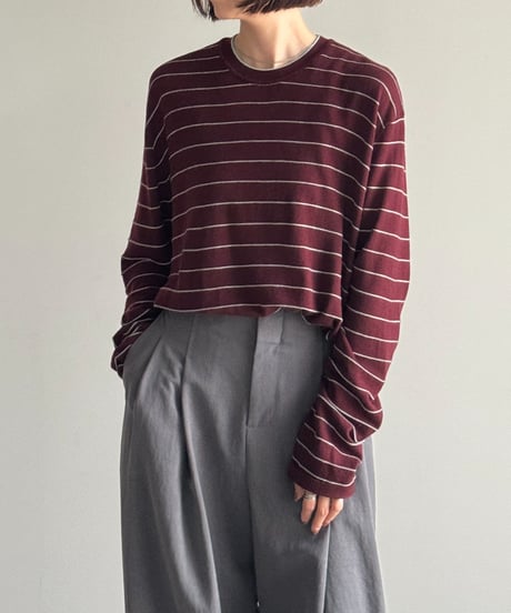 wool blend multi border tops/3color