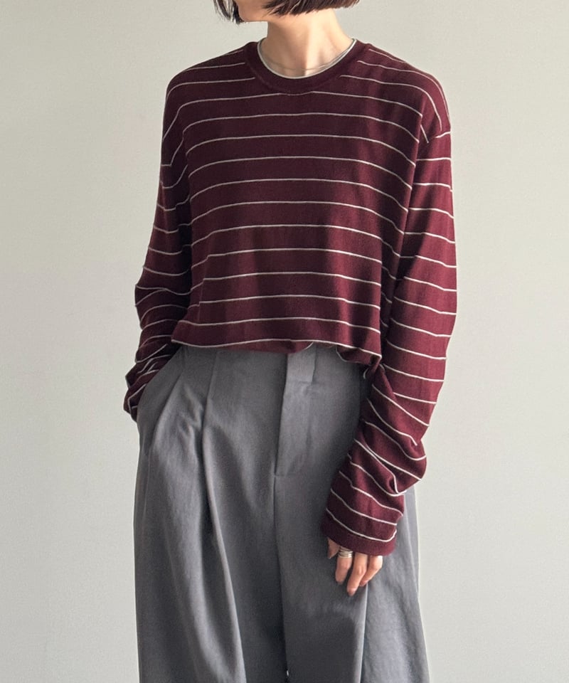 wool blend multi border tops/3color | F A S H I