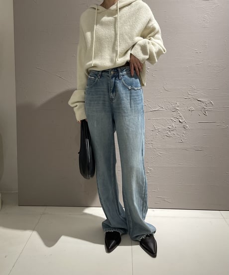 straight denim pants/2color