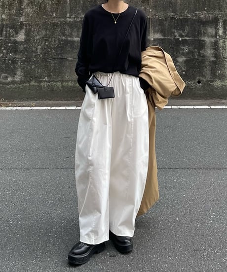 smooth cotton loose tapered pants/3color