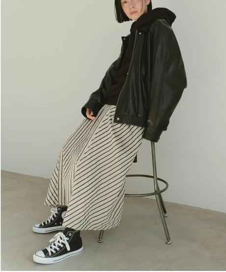 stripe flare skirt