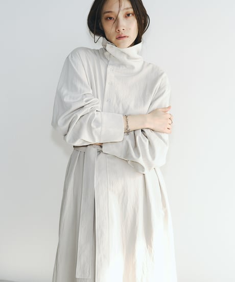 【FINE】stand collar long OP/2color