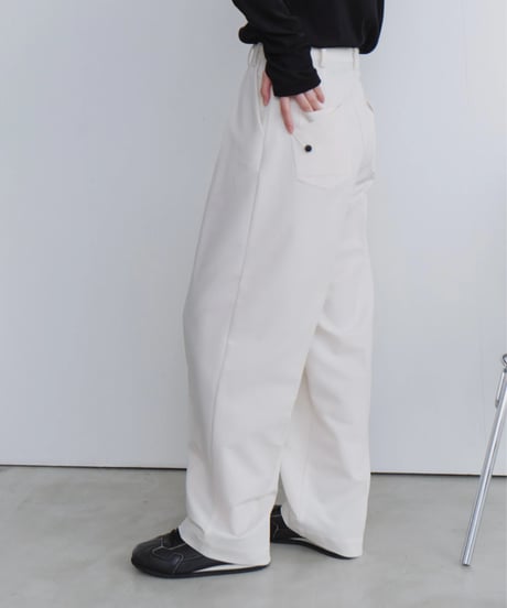 slim curve double pleat slacks / 3color / 2size