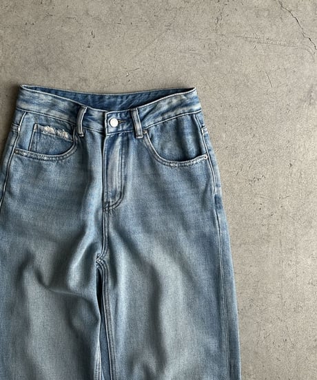 straight denim pants/2color