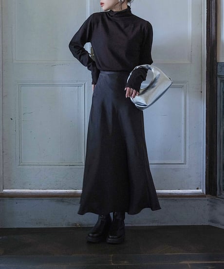 satin flared skirt/2colors/2size