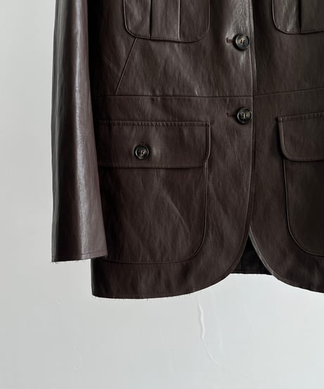 【FINE】v-neck leather touch jacket / 2color