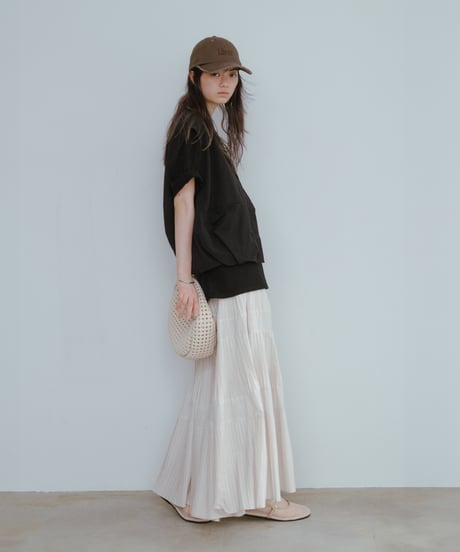taffeta pleated skirt/2color