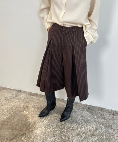 【FINE】pinstripe wide culotte shorts/3size/2color