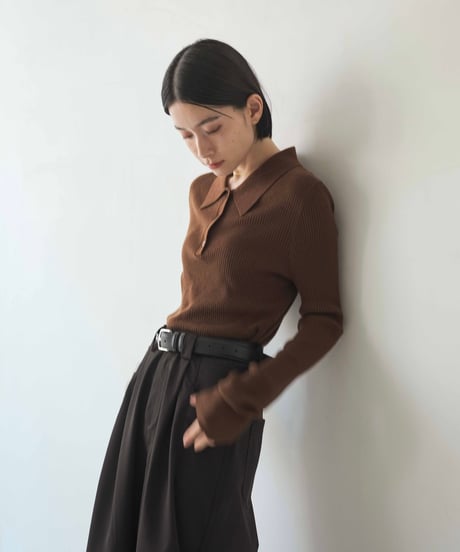 wool blend polo knit sweater/3color