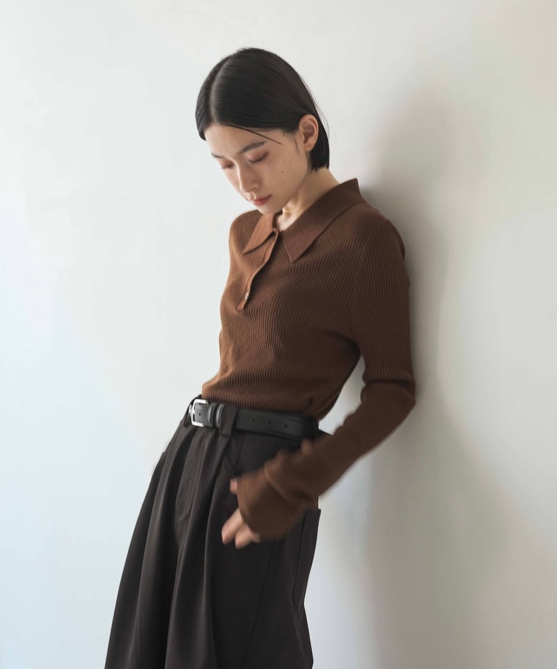 FASHIRU wool blend polo knit sweater 黒 wool blend polo knit sweater/3color | F A S H I