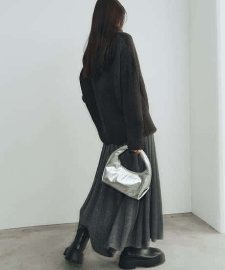 【FINE】wool wide rib knit skirt/2color