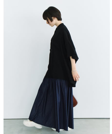 distressed detail pleated skirt / 2color / 2size