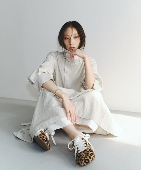 【FINE】stand collar long OP/2color