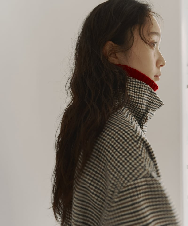 wool mix soutien collar plaid coat〈送料無料〉 | F A
