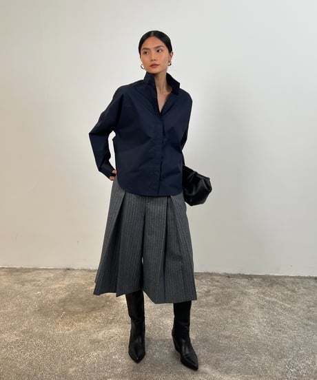 【FINE】pinstripe wide culotte shorts/3size/2color