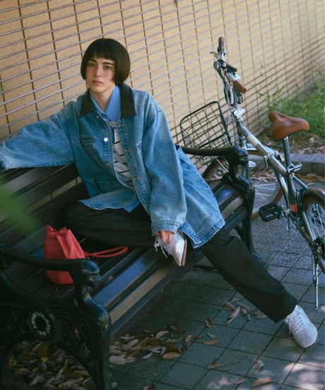 vintage collar denim jacket/2color