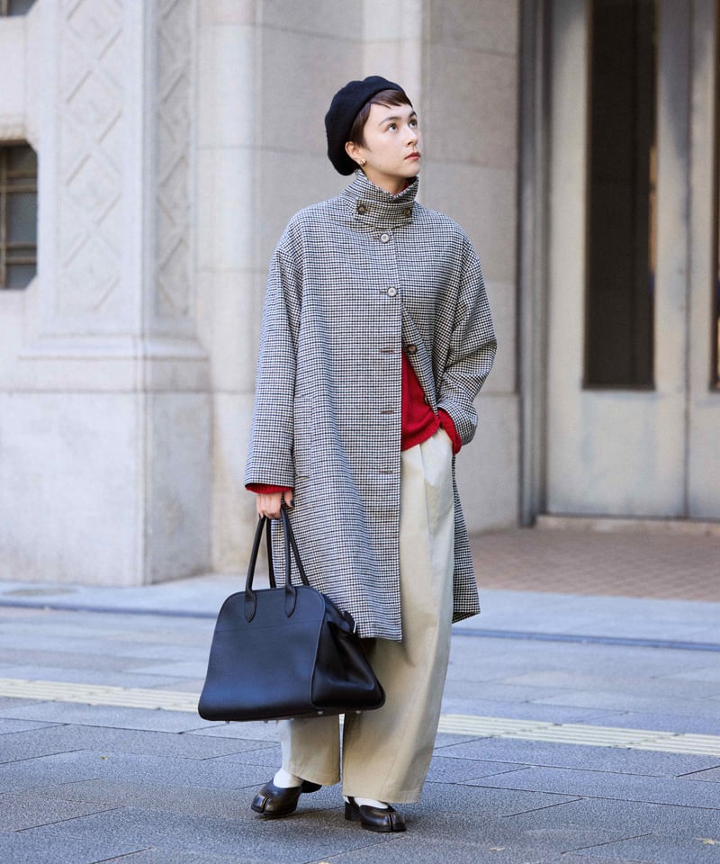 wool mix soutien collar plaid coat〈送料無料〉 | F A
