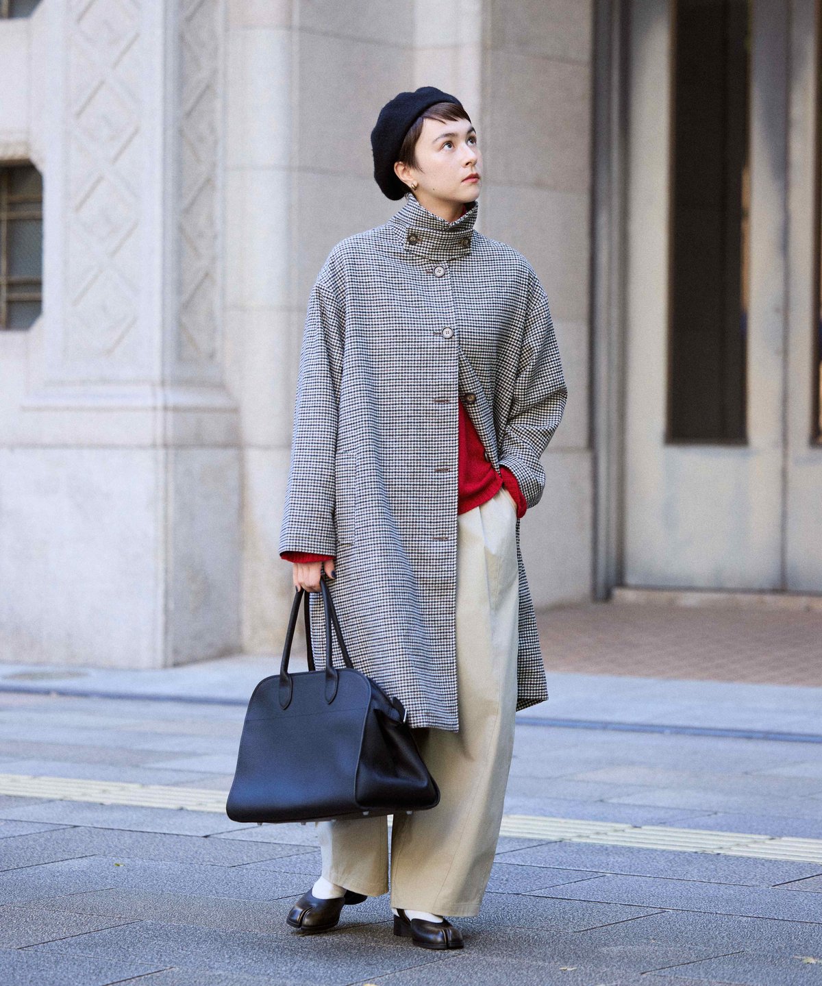 wool mix soutien collar plaid coat | F A S H I R U