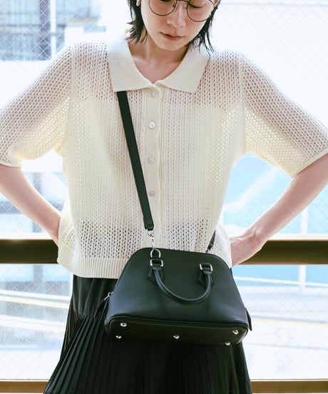 mesh polo knit shirts/2color